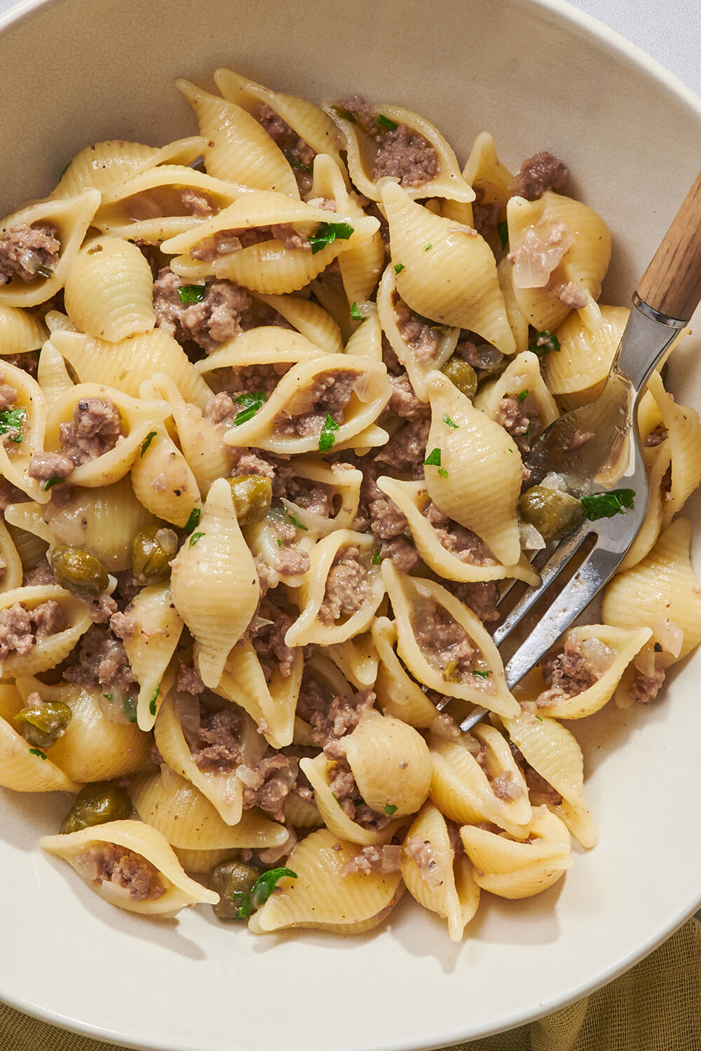 Cozy Beef and Shell Pasta with Capers (Easy Weeknight Pasta)